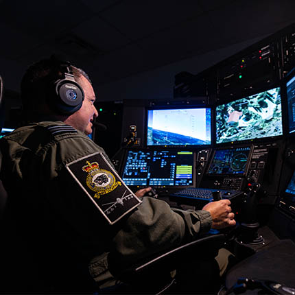 RAF Weapon Systems Officer in Protector RPAS simulator